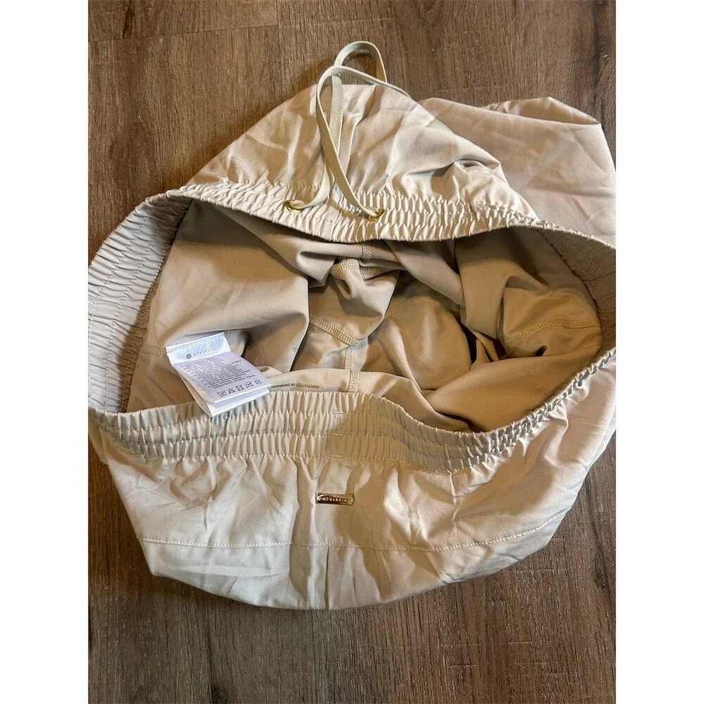 Athlecia Women's Woven Running Shorts Beige Stone Wash Drawstring Size 36